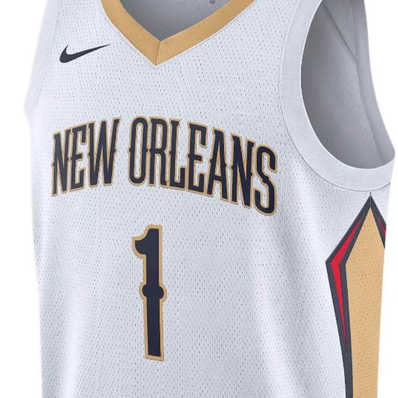 Nike NBA Logo Print V-Neck Basketball Vest Pelicans Zion Williamson No. 1 Fan Edition 22-23 Season Limited Edition Unisex Tops White DN2086-100