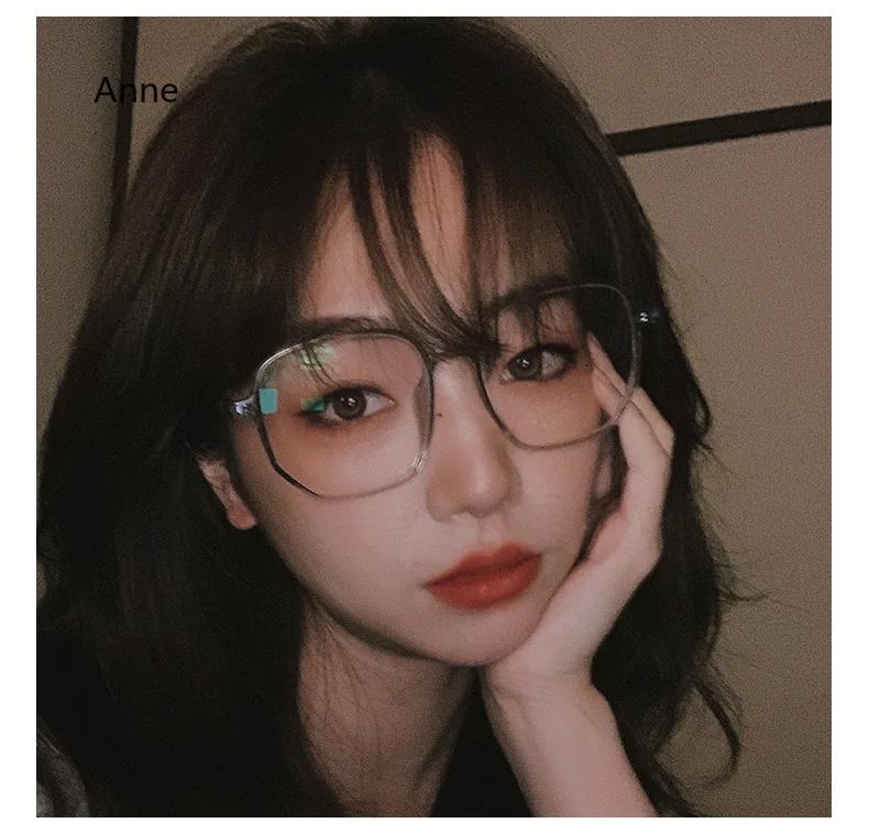 New Fashion Simplicity Big Square Frame Anti Blue Light Glasses Transparent Plain Spectacles Women Men Computer Glases
