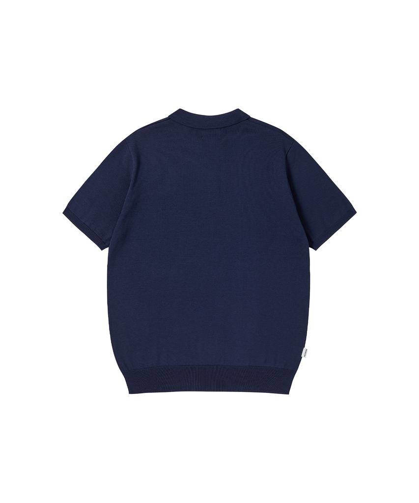 NOWANDTOMORROW Knit Polo Shirt [Navy]