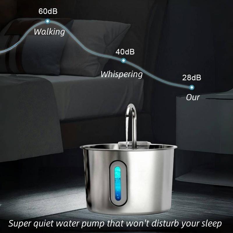 Stainless Steel Cat Water Fountain 2.2L/75oz Pet Automatic Water Dispenser for Dog Cat Drinking Pet supplies Filter System