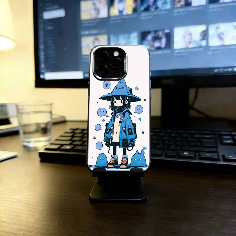 Kawaii Illustration Phone Case For iPhone 17,16,15,14,13,12,11 Plus,Pro Max,XS,Colorful Silver Phone case Funda Cover