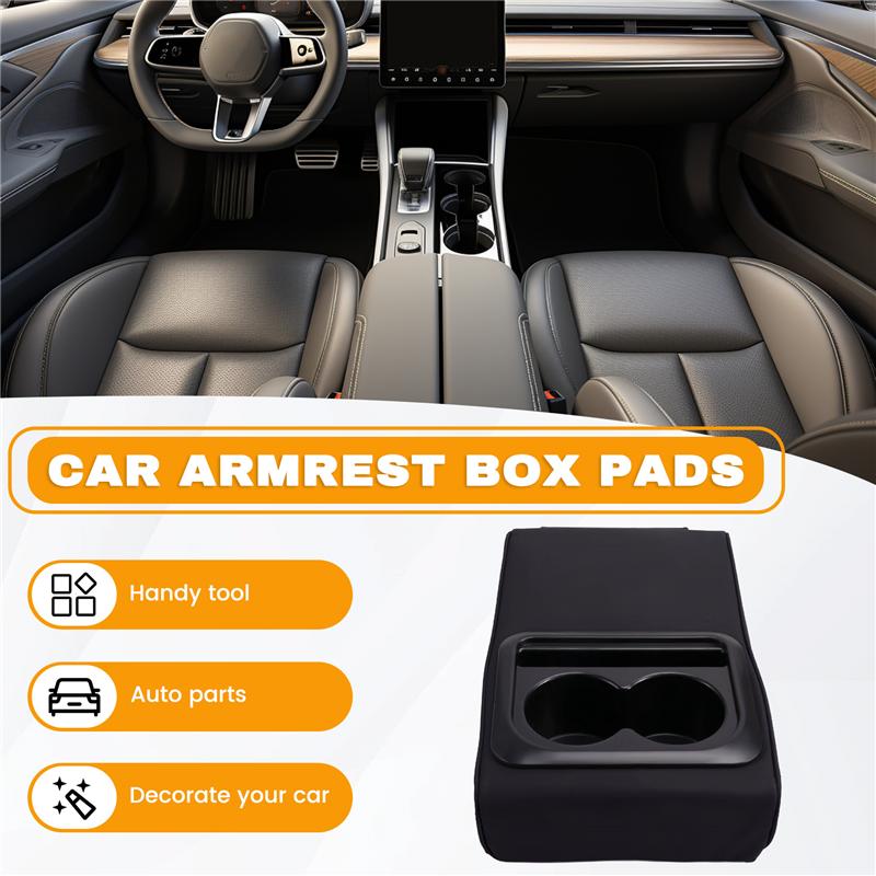 A58X-Car Armrest Box Pad,Anti-Fatigue Elbow Support Pad Universal Central Armrest Pad With Rear Seat Cup Holder Storage
