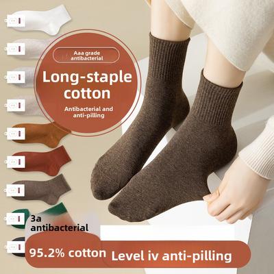 Damen Herbst und Winter Neue Baumwolle Einfarbig Nahtlose Kniestrümpfe