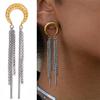 Moon Shaped Dangle Earrings With Moving Tassels Stainless Steel Party Daily Jewelry Lightweight Comfortable Jewelry