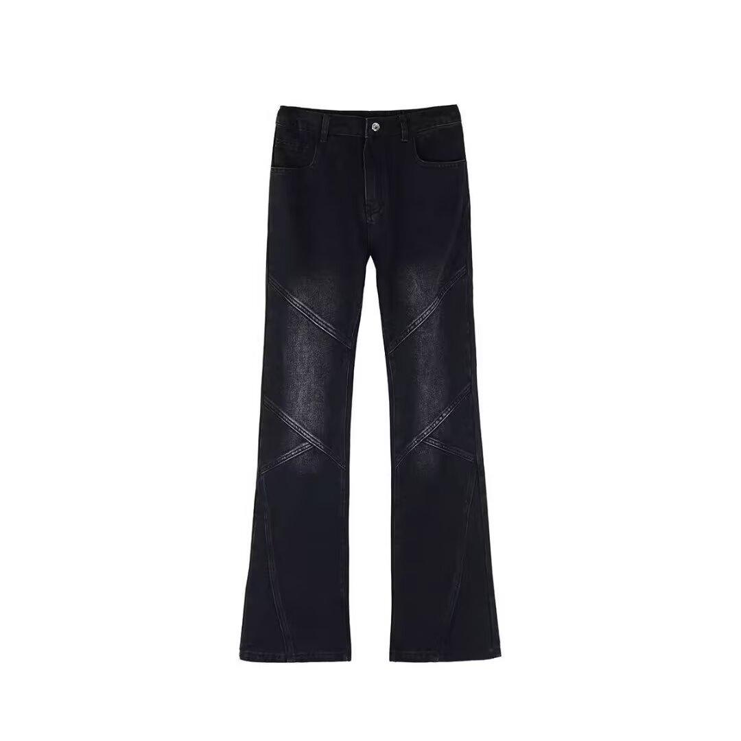 

Тренд Гонконга, мужские летние новые прямые джинсы с персонализированными надписями в стиле хип-хоп, модные уличные модные красивые брюки в стиле хулиган 3XL чёрный