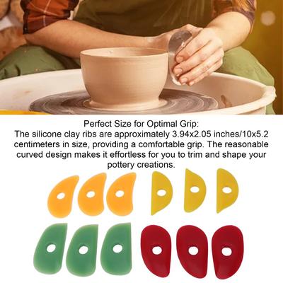 12Pcs Pottery Tool Silicone Pottery Scraper Smooth Durable Clay Tool Flexible Reusable Shaping Tool Crafting
