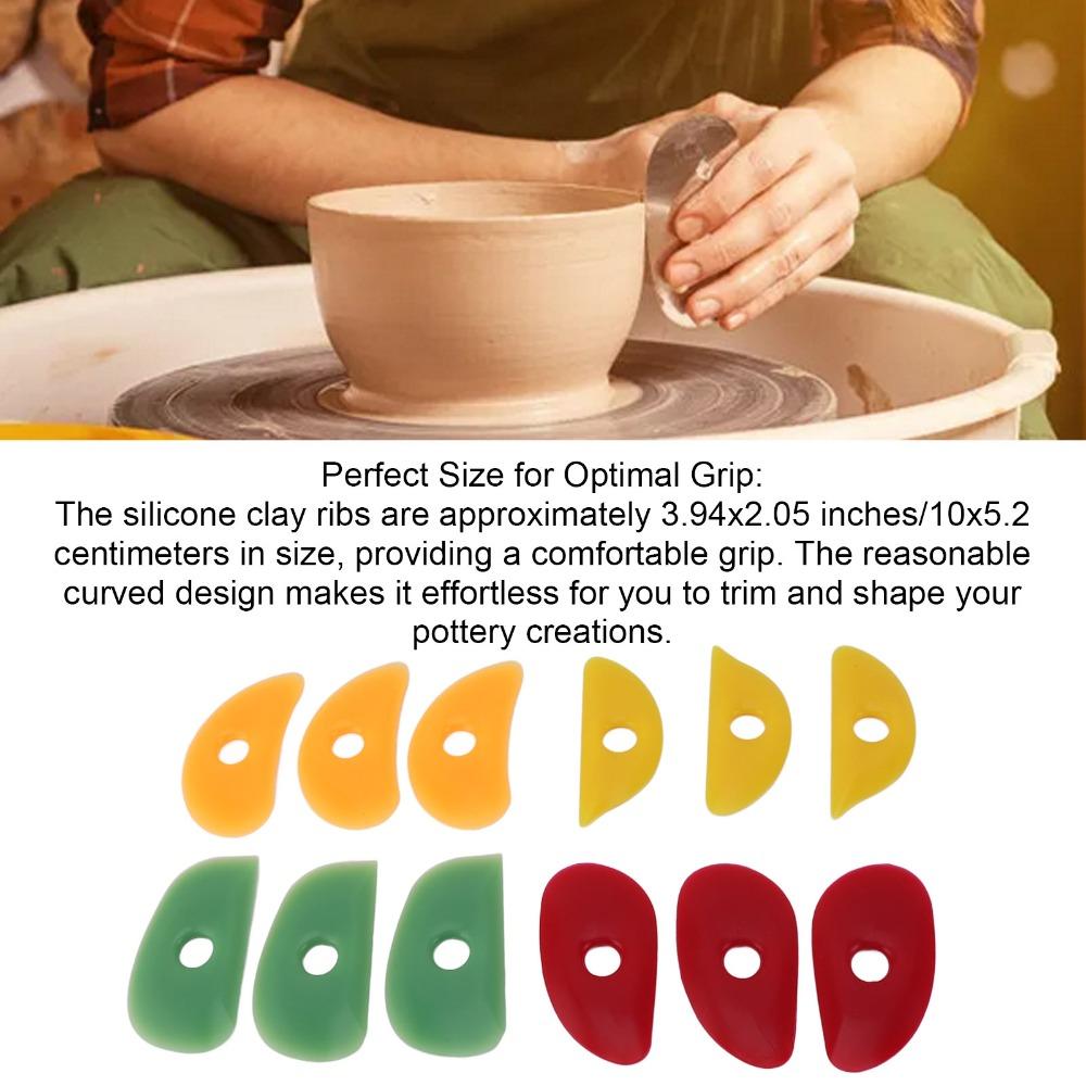 12Pcs Pottery Tool Silicone Pottery Scraper Smooth Durable Clay Tool Flexible Reusable Shaping Tool Crafting