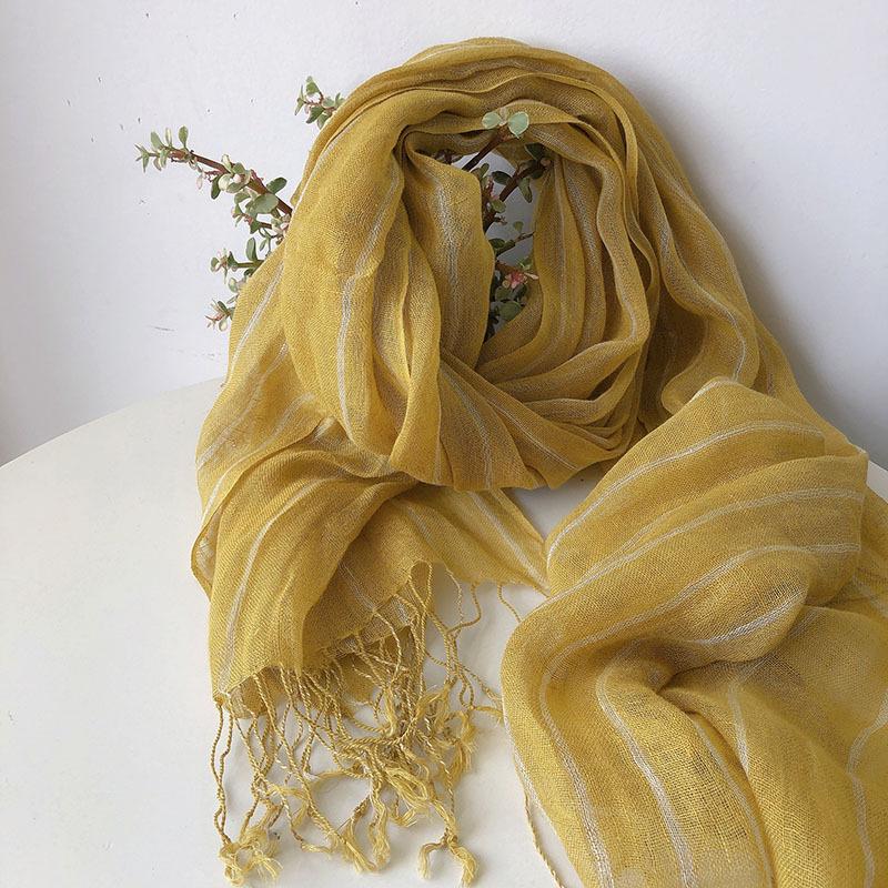 Vertical Striped Linen Scarf Couple Outing Decorative Silk Scarf Fashionable Atmosphere Air-Conditioned Room Shawl