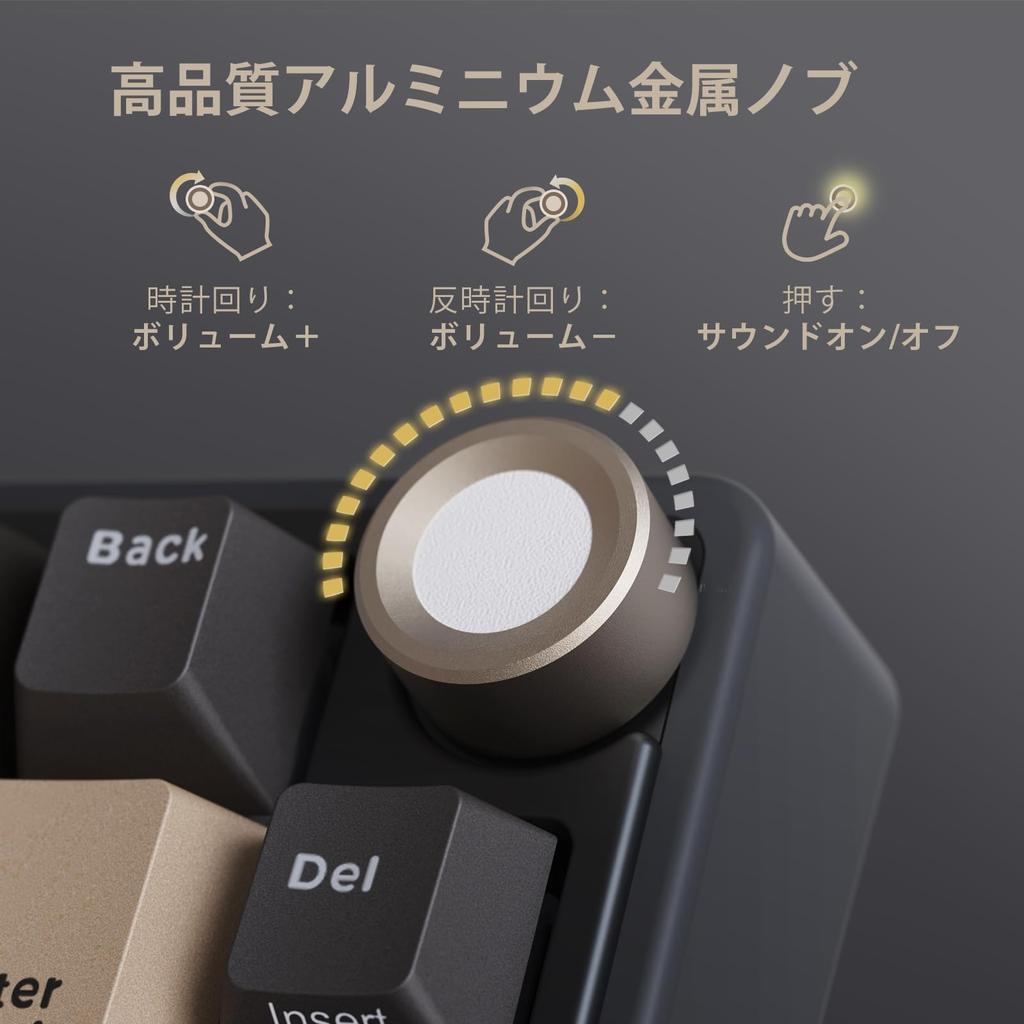 RK ROYAL KLUDGE R65 Wired Gaming Keyboard with Japanese Layout, Hot-Swappable Volume Knob, 66 Keys, Gasket-Mounted ABS Keycaps, Cherry Profile Cream