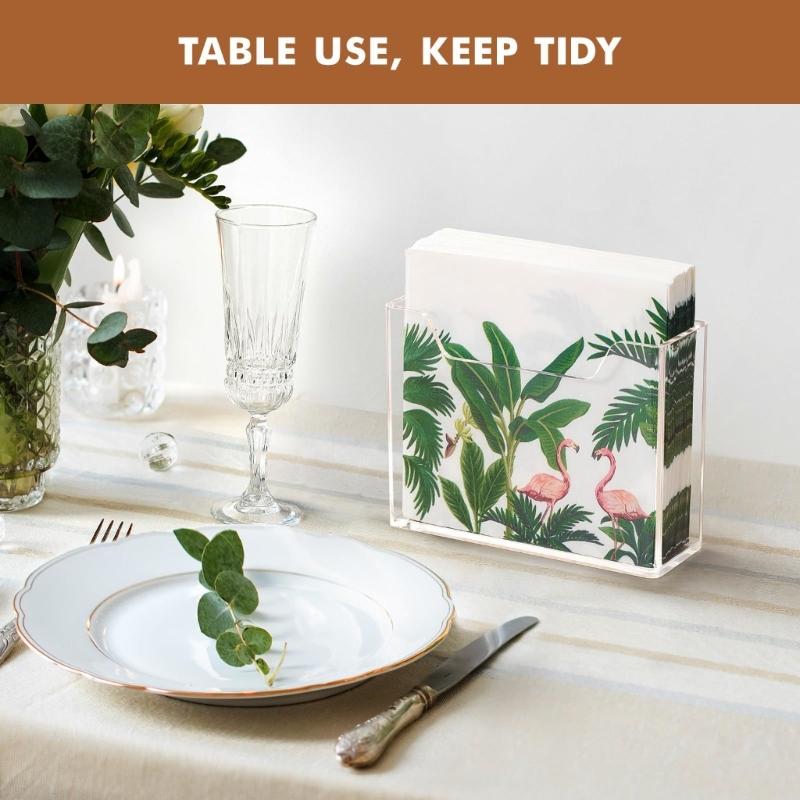 Clear Acrylic Napkin Organizers Stand With Space Saving Designs for Bathroom Kitchen Use