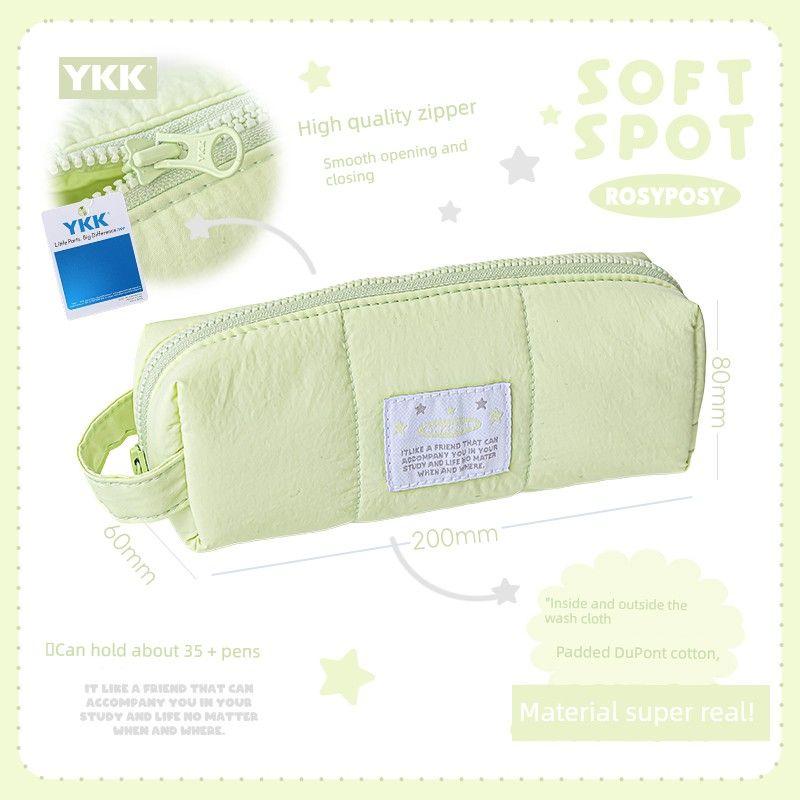 

Rosyposy Soft Set Pencil Case Good-looking Ins Style Girl 2025 New Arrival Large Capacity Minimalist Niche Style Non-Collision Style green In Stock!!!