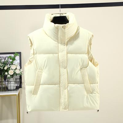 Cotton Vest Women's Short Autumn and Winter PU Horse Stand Collar Thickened Vest Vest