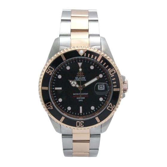 Часы ELGIN 200M Водонепроницаемые ЯПОНИЯ Автоматический Механизм Вращающийся Безель Нержавеющая Сталь | FK1405PS-B Мужские Комбинированные