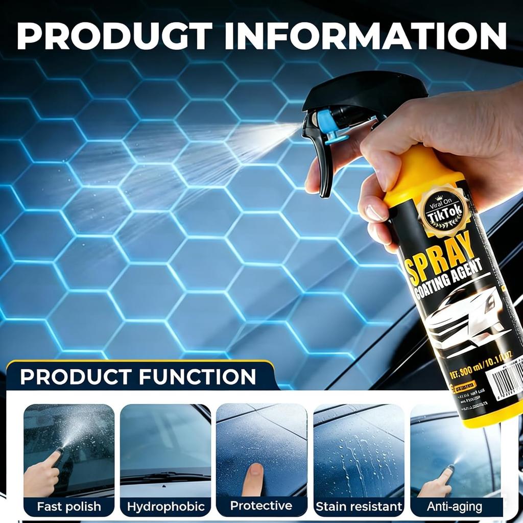 300ml Nano-Keramik-Beschichtungsspray-Kit für Autos - Ultra-hydrophober Lackschutz mit Hochglanz & Extremem Abperlverhalten