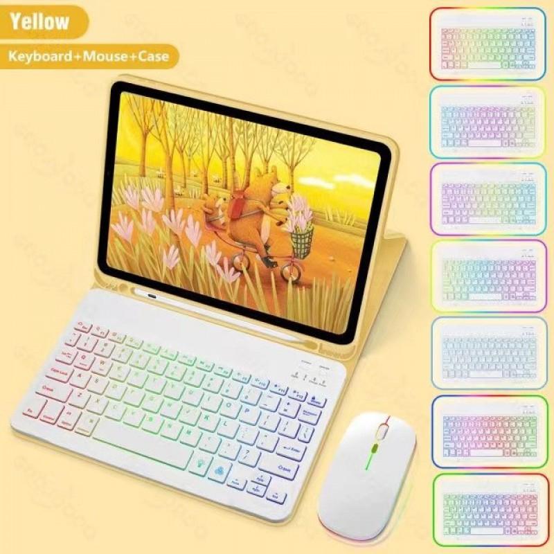 IPad 10th Gen 10.9 Inch Pro 11 Case With RGB Backlit Bluetooth Keyboard Optional LED Mouse TPU Folio Cover