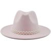 Woolen Hat Elegant Fashion Pearl Woolen Hat British Style Jazz Hat Big Brim Hat Women's Autumn and Winter Top Hat
