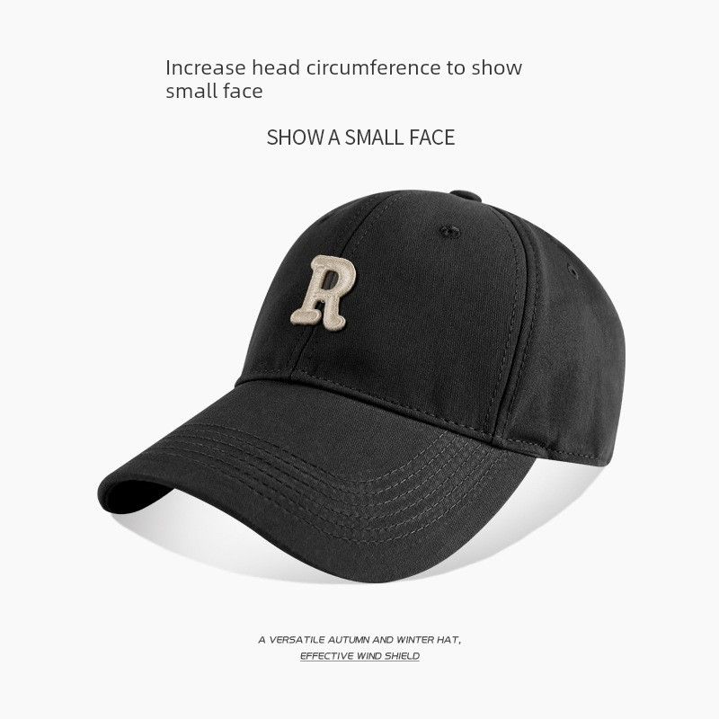

Big Brim Peaked Cap Baseball Cap Female Face-Looking Little Wild R Standard Hat Male Korean Peaked Cap Trendy Sun Protection Hat Black Adjustable