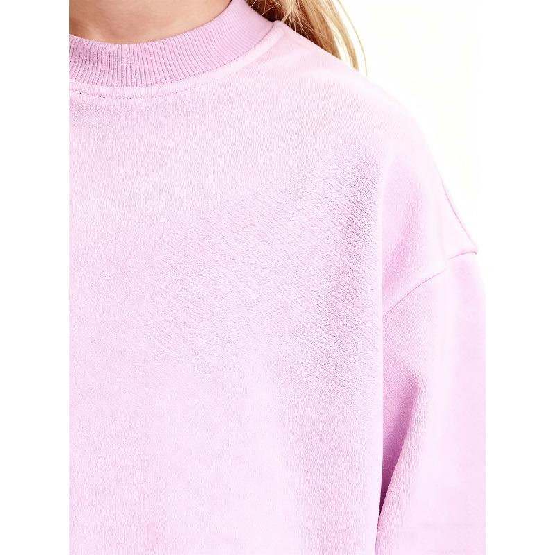 Casual Unisex Sweatshirt for Kids Featuring a Flamingo And The Number Seven, Available in Black, White, And Pink