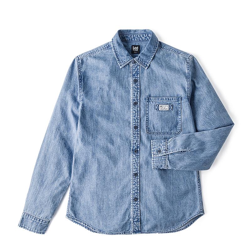 FW24 Standard Version Turn-Down Collar Workwear Design Long Sleeve Denim Shirt Men Shirts LMT0090266DE00FA06865