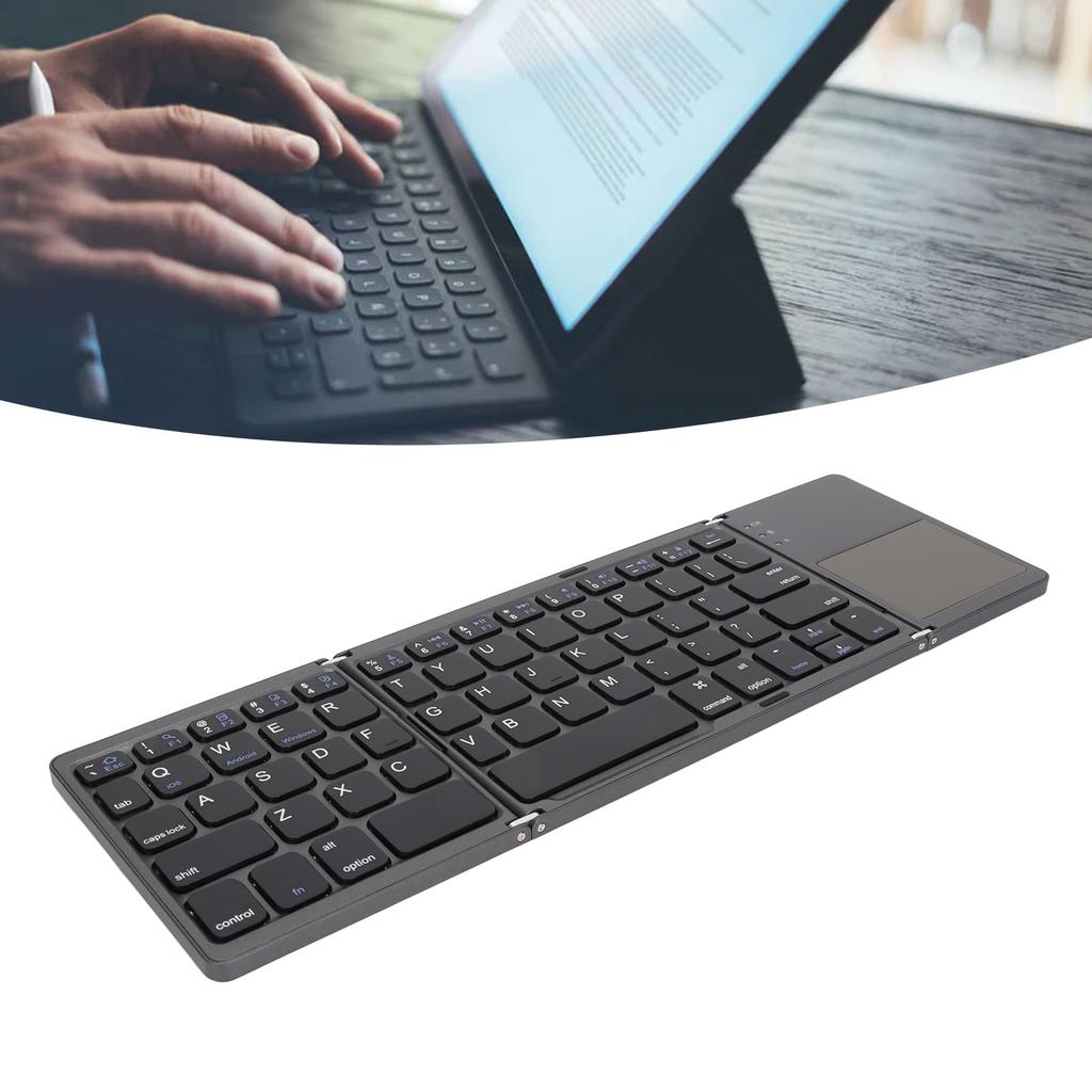 3 Folding Keyboard with Touchpad 63 Keys 10m Connection USB Charging Wireless Keyboard for Smartphone Tablet Laptop Travel