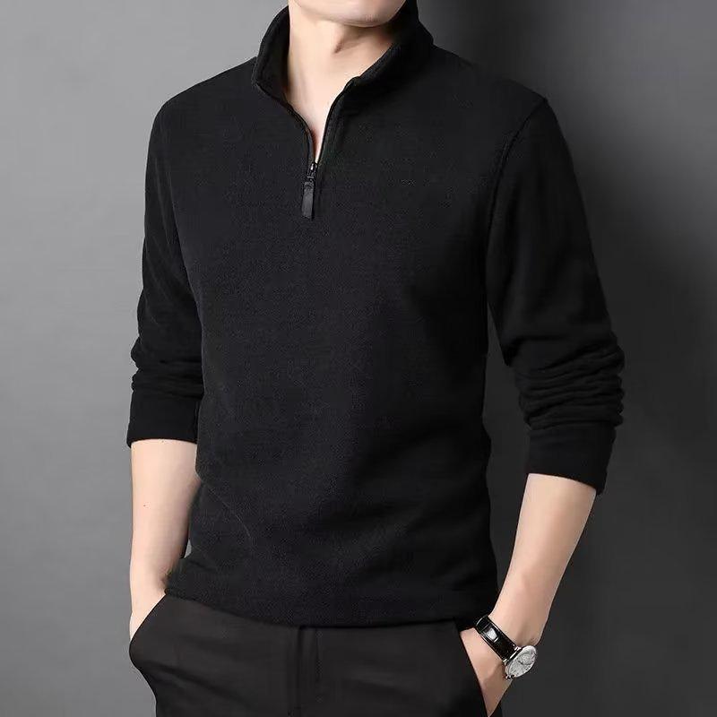 Men's Stand-Up Collar Half-Zip Long Sleeve Pullover for Autumn & Winter