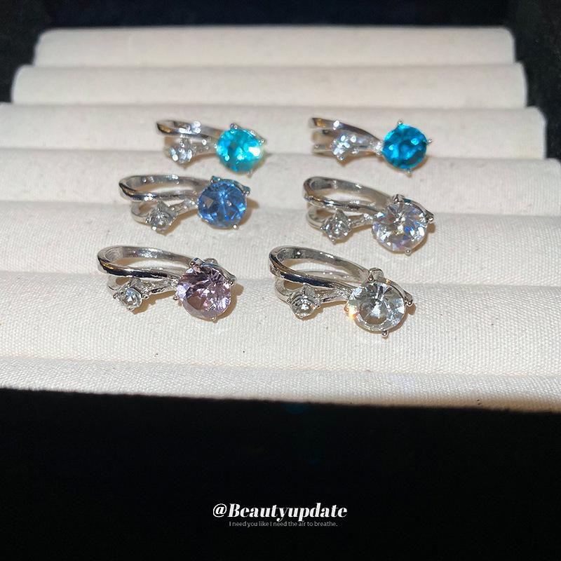 Explosive double-layer size colored diamond ear clips ins wind personality without ear holes ear bone clips y2k niche earrings wholesale