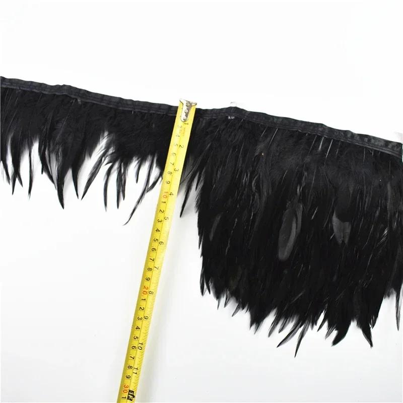 1Meters Black White Feathers for Needlework Ribbon Tape Fringe Feather Trim Pheasant Turkey Ostrich Goose Marabou Sewing Clothes