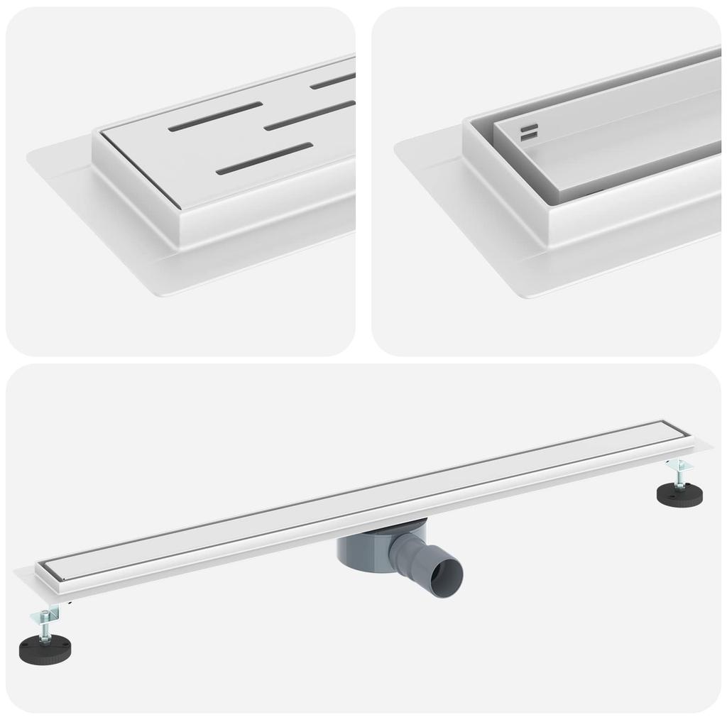 2 In 1 Shower Drain with 360 Degrees Siphon Silver 90 Cm Stainless Steel 304