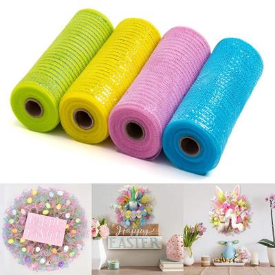 4 Stück Osterdeko Mesh Bänder Kranz Dekoration DIY Basteln Weich Wasserdicht Oster Zuhause Party Dekorationen