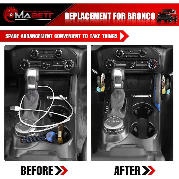 Mabett Center Console Shifter Storage Box Compatible With Ford Bronco    2024 2025, Organizer Gear Side Storage Tray For Bronco Accessories 2/4-Door,