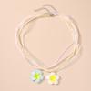 2pcs/set Cute Flower Pendant Necklace for Women Girls Rope Chain Necklaces Summer Beach Jewelry Gifts