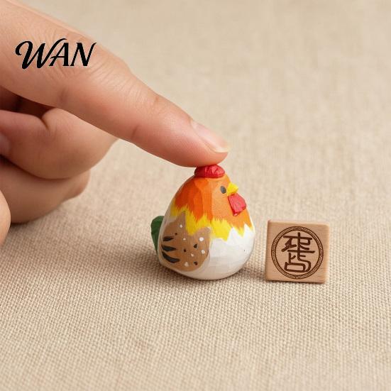 Fairy Tale Style Decoration Hand-Carved Wooden Rooster Figurine Farmhouse Chicken Sculptures Rustic Animal Statue Hand-painted Wood for Home