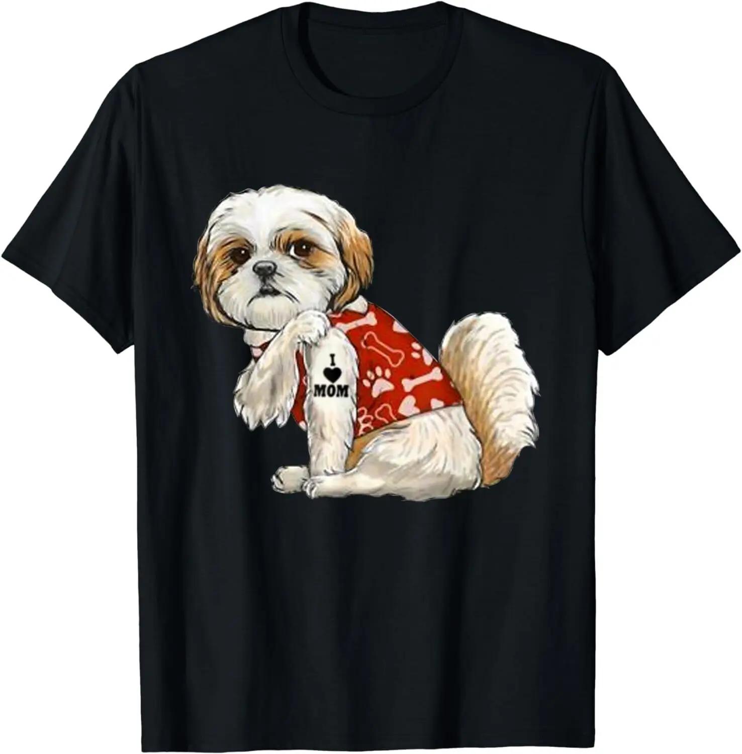 I Love Mom Tattoo Shih Tzu Mom Funny Mother s Day Gift T-Shirt Women Clothing Fashion Graphic T Shirts Summer Streetwear Y2K ... S разноцветный