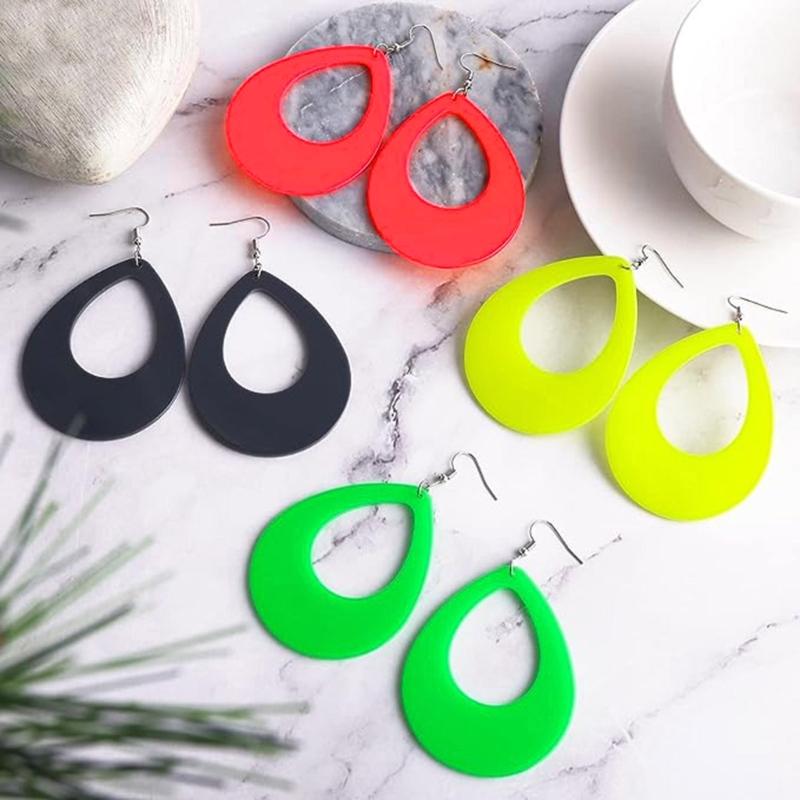 1Pair Fashion Minimalist Hook Earrings Vintage Sweet Cool Neons Oval Water Droplet Earings for Women Girls Party Jewelry