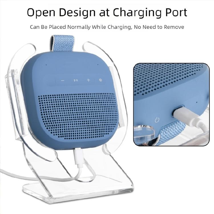 Elegant Acrylic Display Stand With Open Charging Area And Stable Foot Pad For Dedicated Portable Speaker