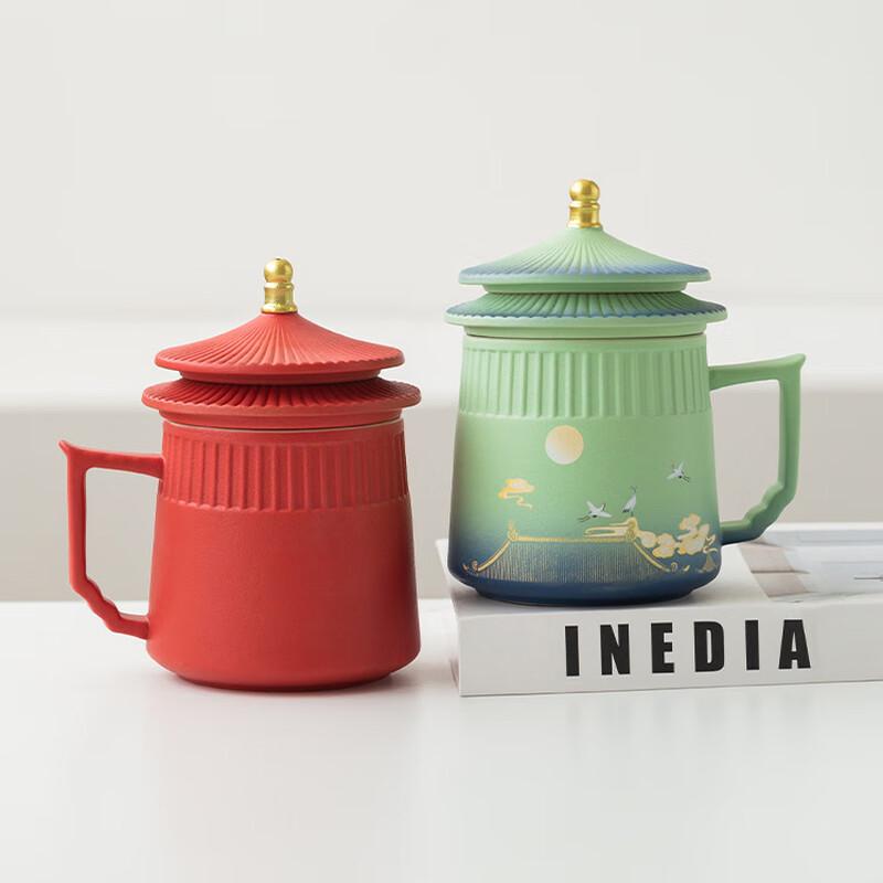 

Forbidden City Crane Ceramic Tea Mug with Lid
