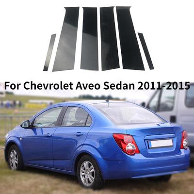 6 Pièces Montants de Pilier de Fenêtre de Voiture pour Chevrolet Aveo Berline 2011-2015 Garnitures Autocollantes Couvercle Autocollant Colonne B C Style