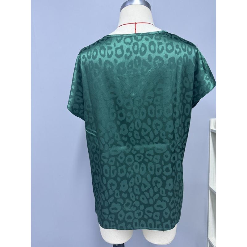 Spring Women's Clothing Color Ding V-neck Satin Top Loose Fitting Women's Clothing T-Shirts Women’s