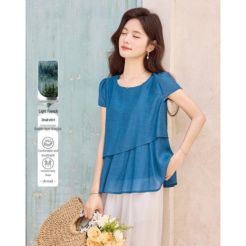 Fleeting Years French Style Short-Sleeve Blouse L
