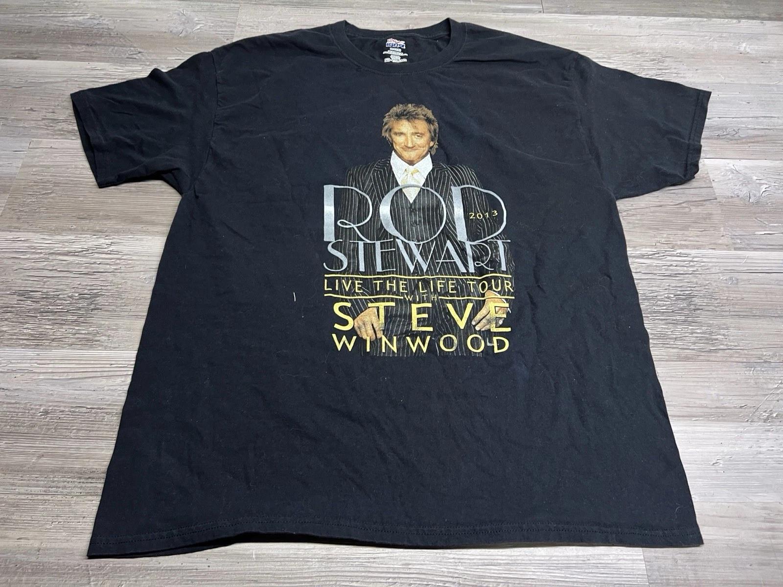 

Rod Stewart Steve Winwood 2013 Concert T-Shirt Mens Size XL Live the Life Tour 4XL
