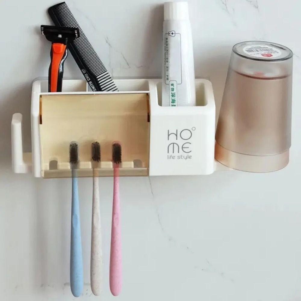 Portable Bathroom Electric Toothbrush Holder Plastic No-Drilling Toothbrush Stand Wall-Mounted Cup Storage Rack Home Use