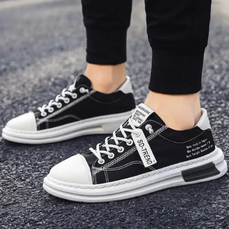 Fashion New Arrival Canvas Summer Breathable Comfortable Men Sneakers Fashion Lace-up Casual Walking Flats Men's Vulcanize Shoes