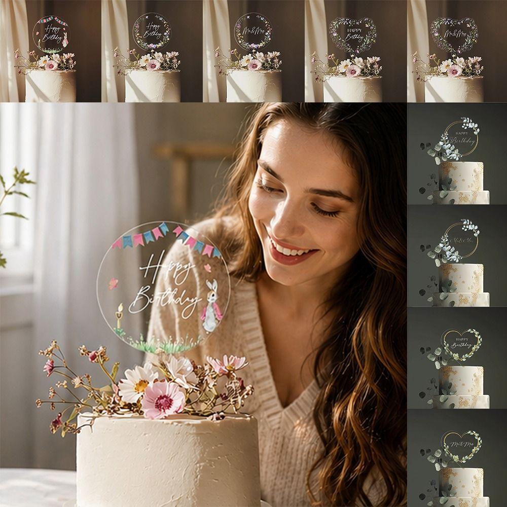 Acrylic Wedding Cake Toppers Multicolor Cake Decorative Card Baking Ornament