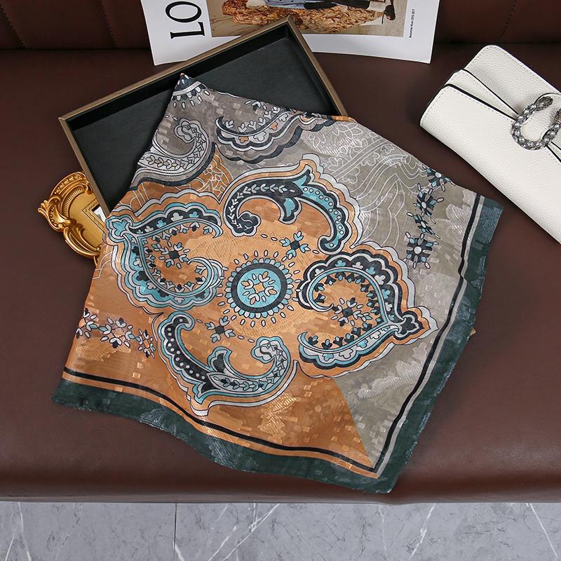 70x70cm Square Scarf Women Imitation Silk Hairbands Foulard Women Bandands Kercheif Shawls Wraps Small Hijab
