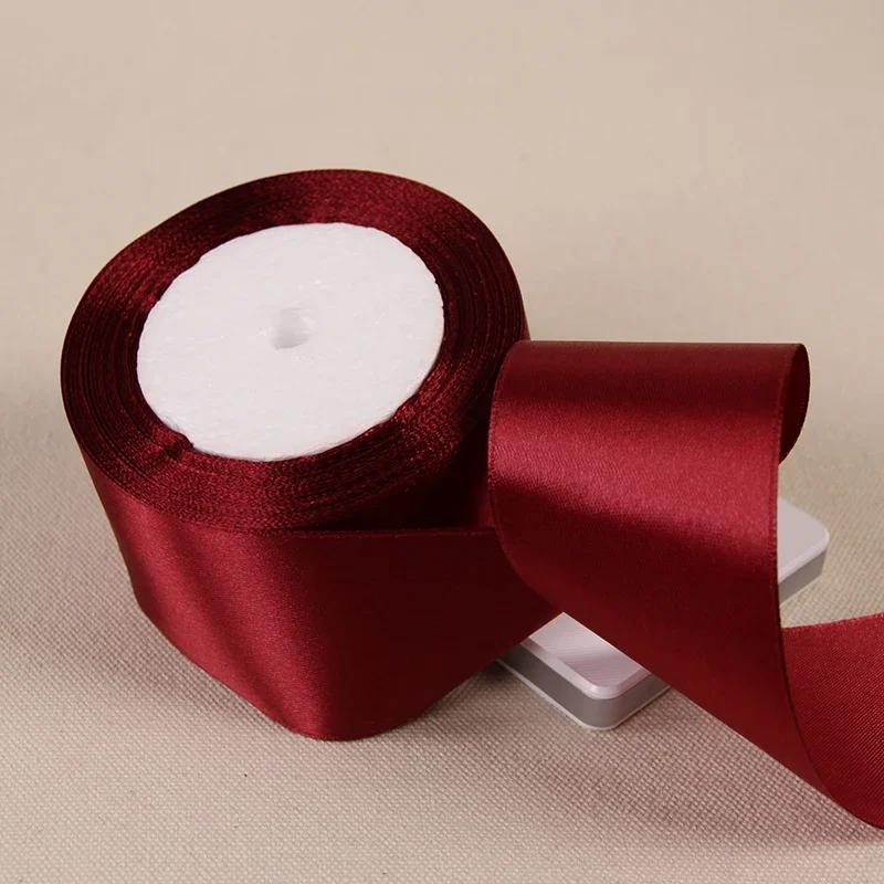 25Yards/Roll 6mm-50mm Ribbons DIY Bow Crafts Polyester Satin Ribbons Christmas Home Decor Accessories Tape Wedding Gift Wrapping