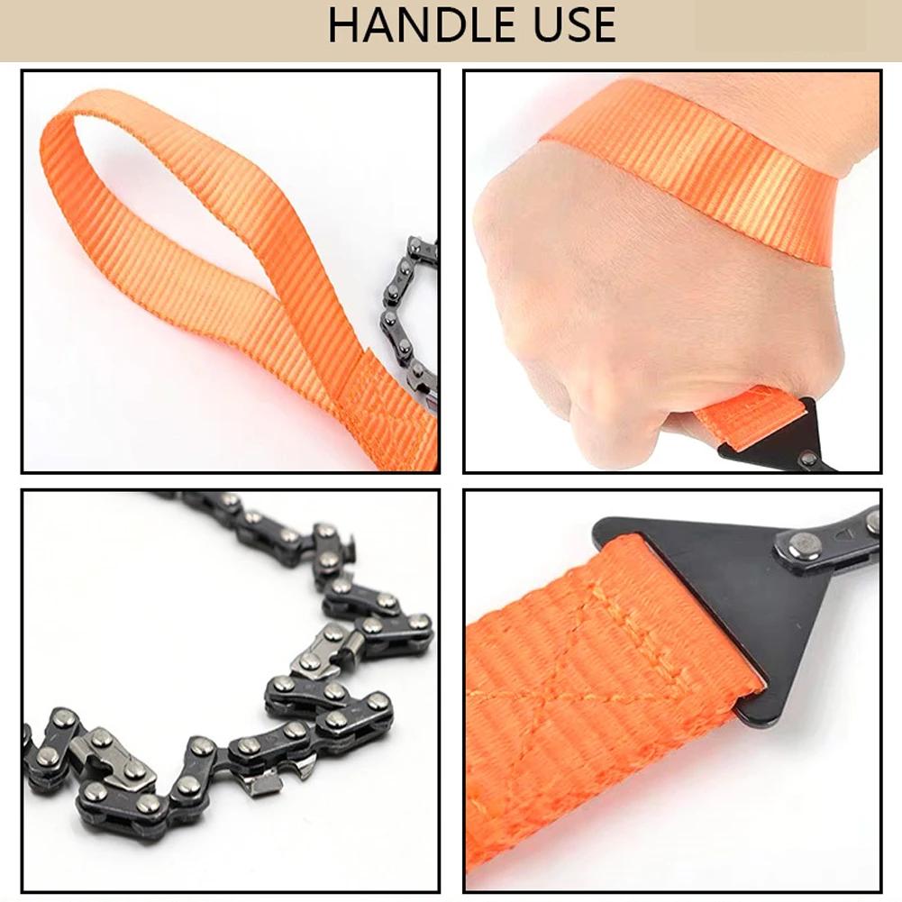 24 Inch Pocket Chain Saw Hand ChainSaw 65 Manganese Steel Outdoor Wood Cutting Chain Saw Emergency Camping Hiking Survival Tool