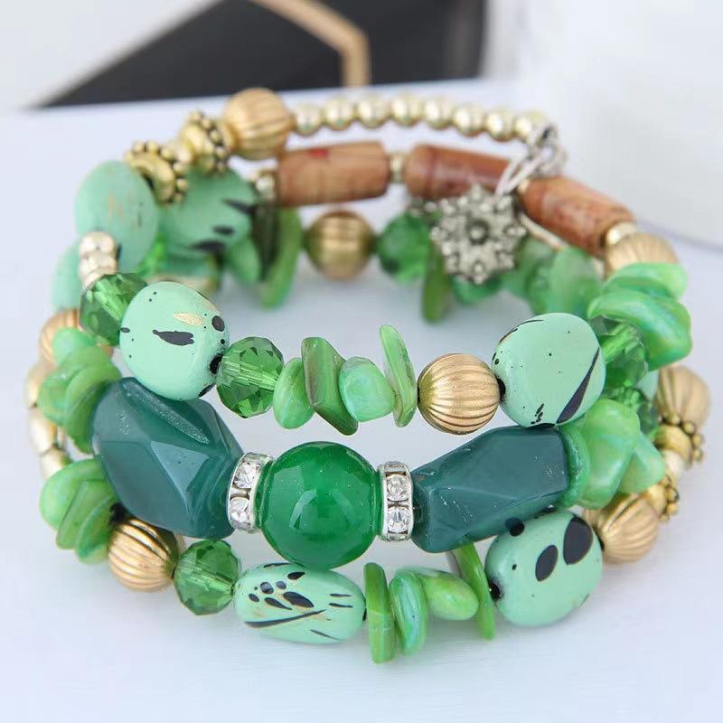 1PC Vintage Colorful Natural Stone Beads Bracelet Bohemian Multilayer Fashion Bracelets for Women and Men Bangles Jewelry
