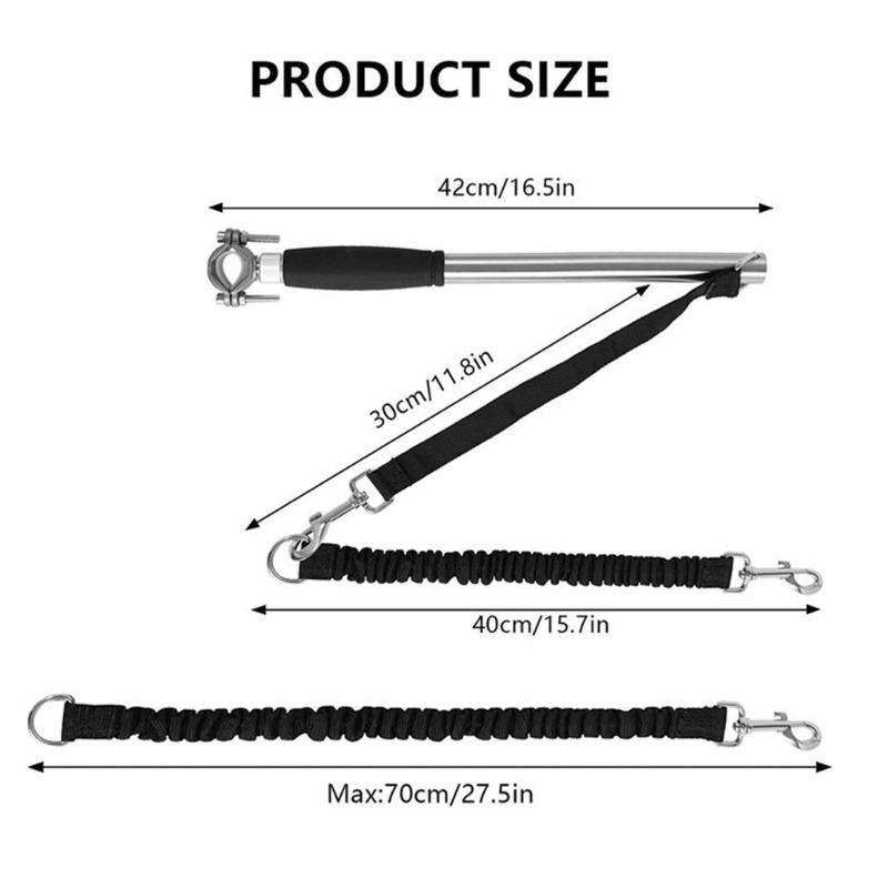 Seat Post Mounted Dog Exerciser Attachment for Bike Use with Metal Arm, Line Section and Joined Tether for Outdoor Exercise