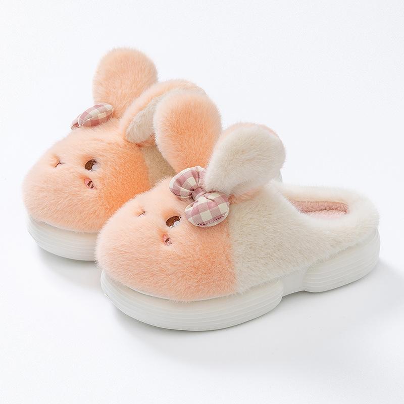 Cartoon Rabbit Cotton Slippers Winter Non-slip Wear-resistant Soft Bottom Indoor Home Velvet Thermal Cotton Slippers