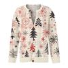 Women's Christmas Print Cardigan Long Sleeve Button Down Knit Outerwear for Holiday Party
